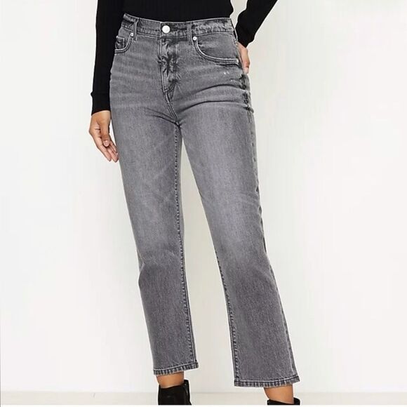 LOFT Pants - Loft High Rise Straight Crop Gray Black Wash Jeans